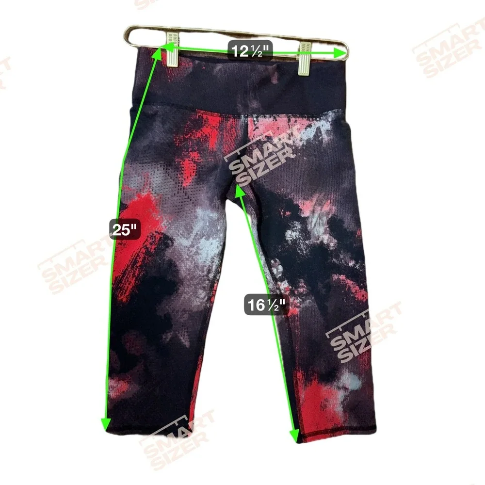 Alo‎ Yoga Abstract Print Capri Leggings Activewear Women M Ruby Red Smoke